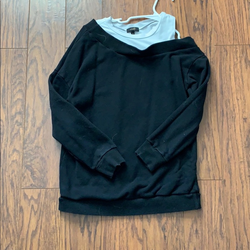 Black long sleeve with white shirt underneath